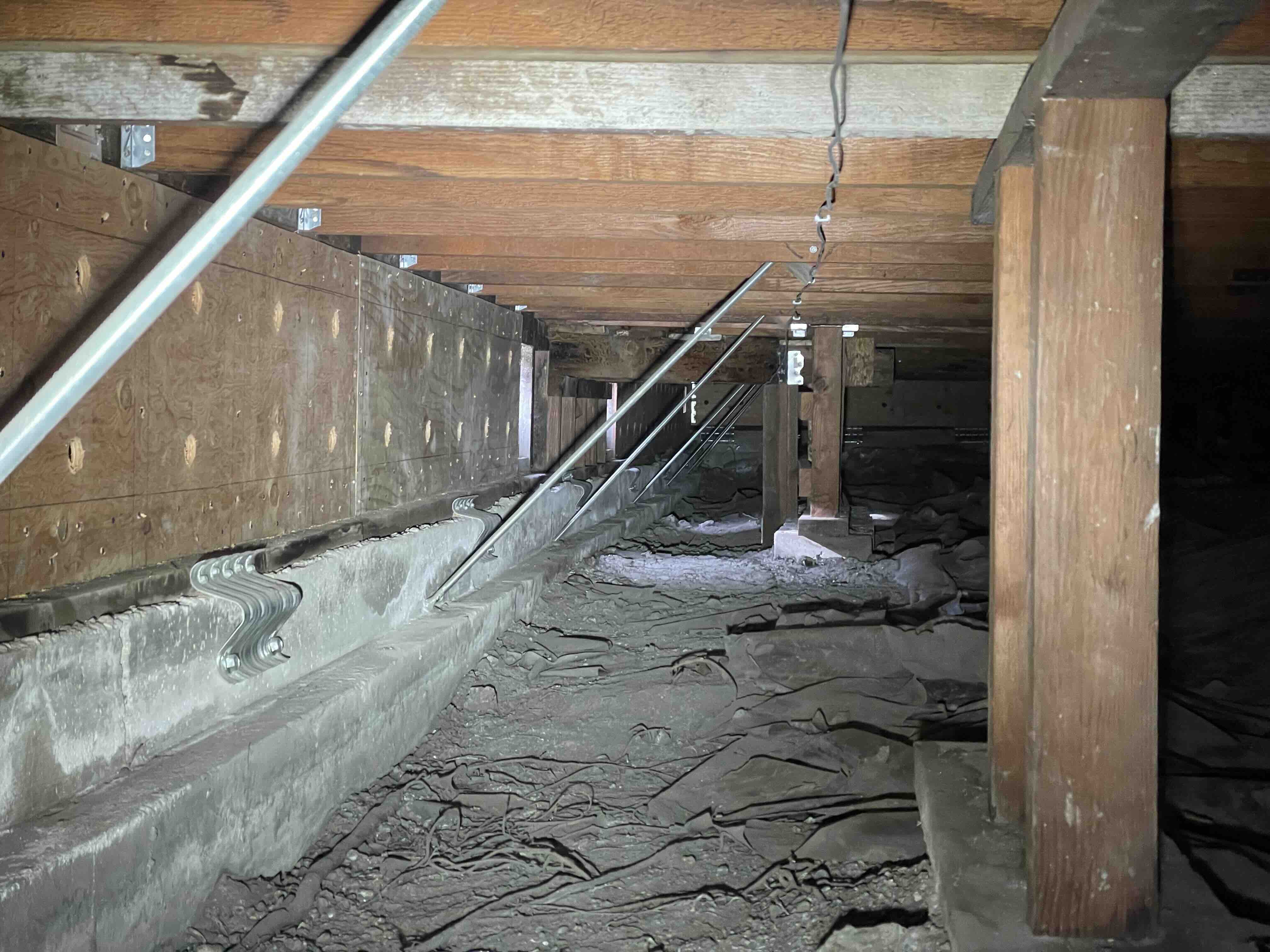 Plywood shearwall installed in crawl space